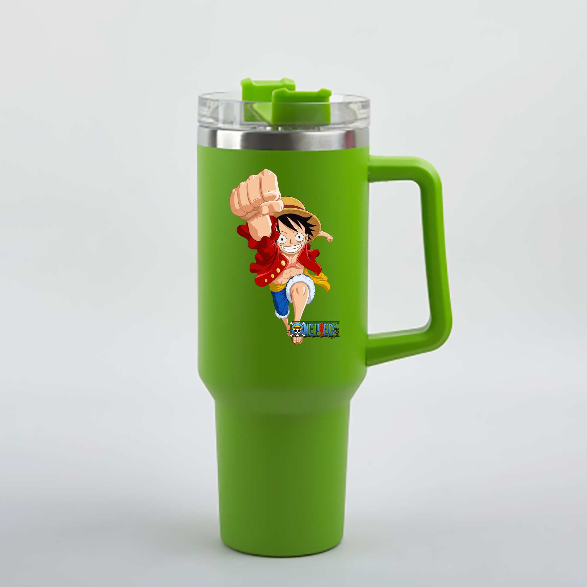 ワンピース モンキー・D・ルフィ ONE PIECE Monkey D. Luffy 1200mL車用タンブラー - クリスタルステッカー（プラスチックストロー付き）